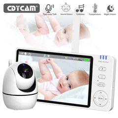 Video Baby Monitor with Cam and Audio,5" Display Baby Monitor No WiFi,Remote Pan-Tilt-Zoom Baby Camera, Night Vision,2-Way Talk