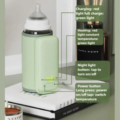 Portable Baby Bottle Warmer 6Heat Level with LCD Screen Breast Milk Warmer Accurate Temperature Control USB Bottle for Travel
