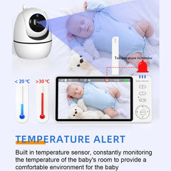 Video Baby Monitor with Cam and Audio,5" Display Baby Monitor No WiFi,Remote Pan-Tilt-Zoom Baby Camera, Night Vision,2-Way Talk