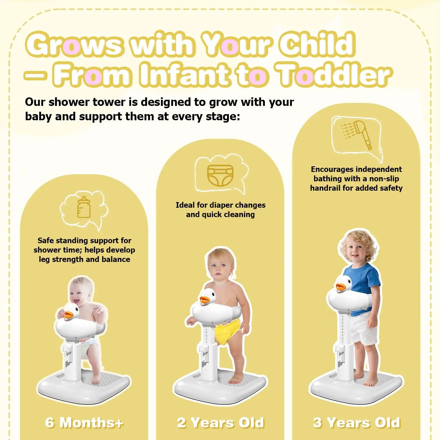 Baby Standing Bath Maker, Baby Shower Stand, Bath Shower Standing Support Baby Bath Stand, Portable and Free Mother Hands