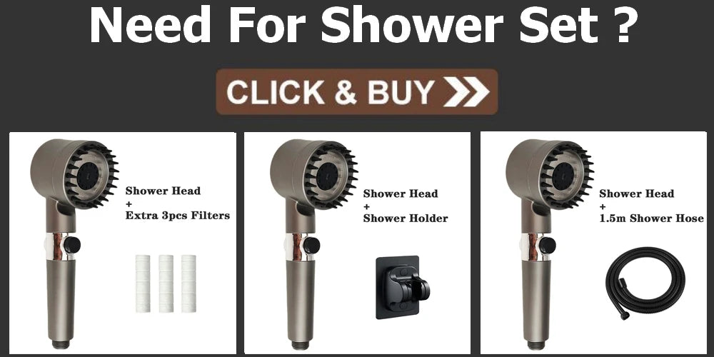 Massage Spa Pressurized Shower Head 3 Modes High Pressure Filter Rainfall Shower One-Key Stop Spray Nozzle Bathroom Accessories