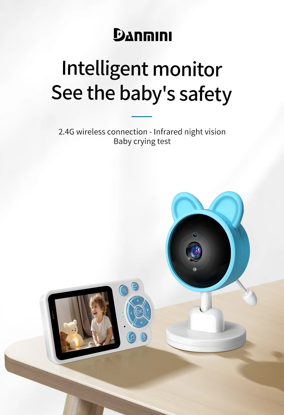 Baby Care Infrared Night Vision Breastfeeding Reminder Temperature Detection Lullaby Wireless Connection Video Surveillance