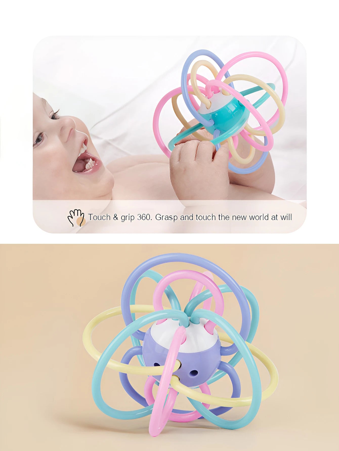 Baby toys: Manhattan ball, baby teething ball, soft rubber teething toy, hand-held ball for babies, newborn rattle