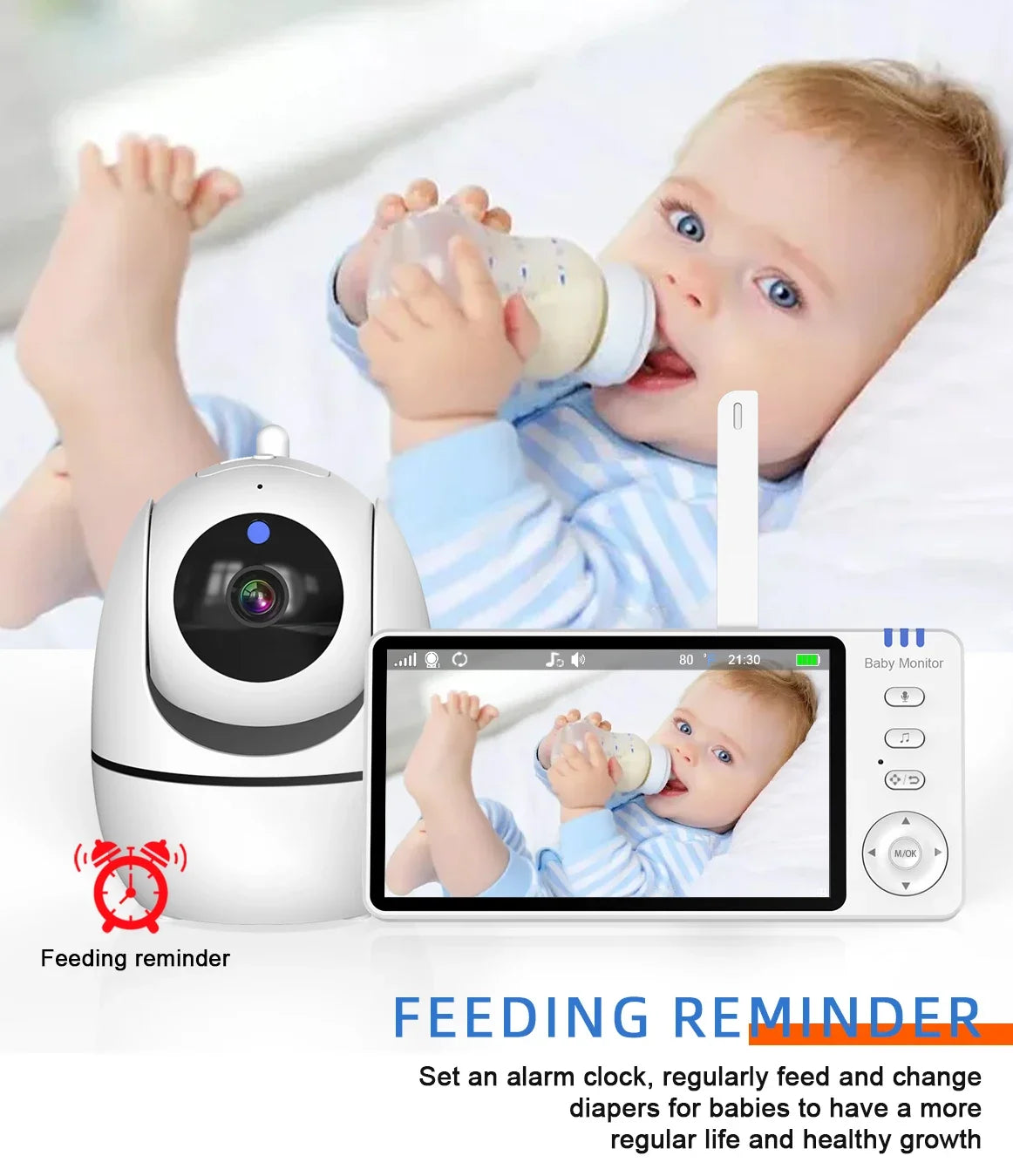 Video Baby Monitor with Cam and Audio,5" Display Baby Monitor No WiFi,Remote Pan-Tilt-Zoom Baby Camera, Night Vision,2-Way Talk