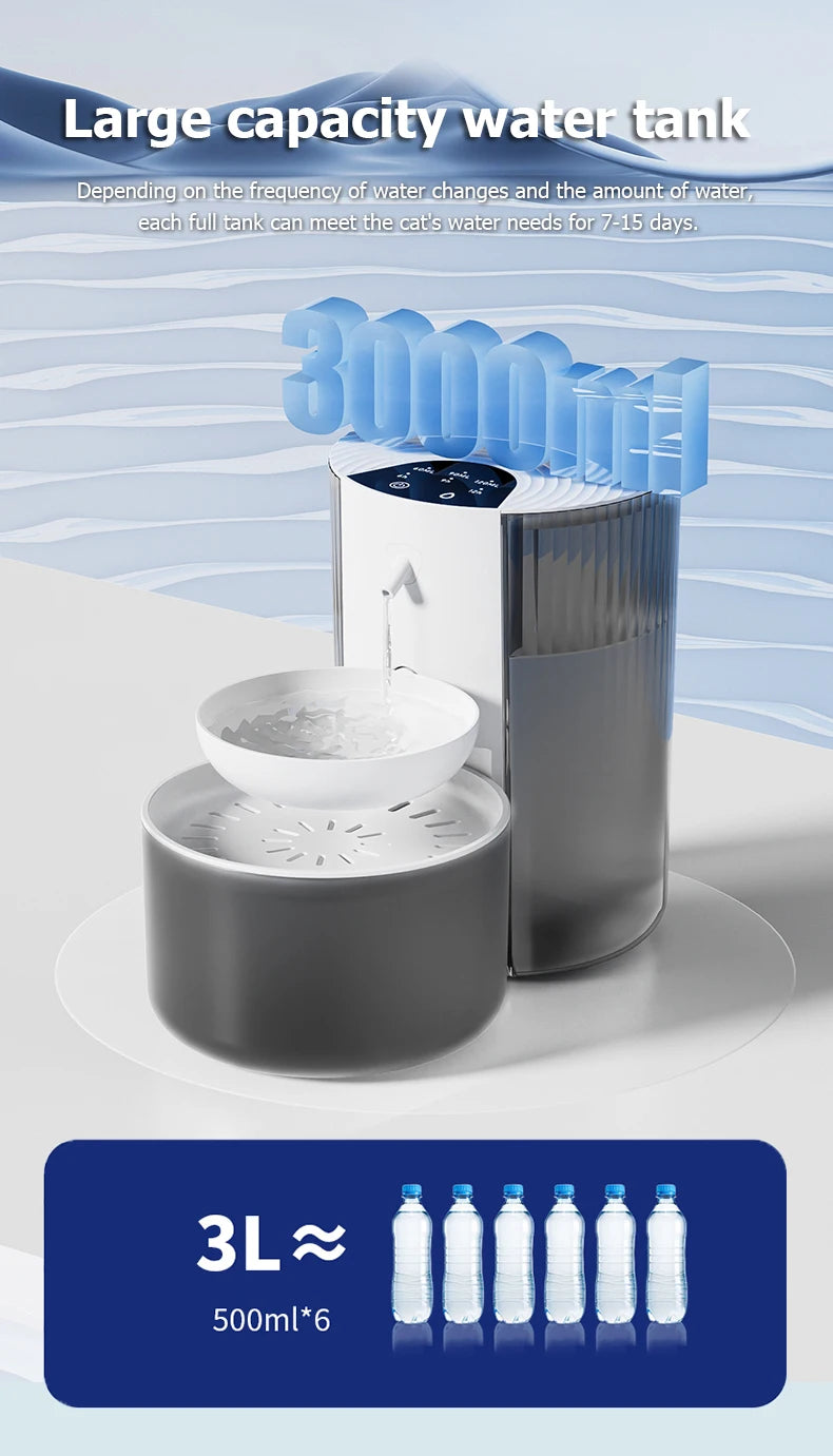 Smart Pet Water Dispenser, Wireless Cat Water Fountain, Dumping Dog Water Dispenser, Rechargeable Automatic Water Feeder