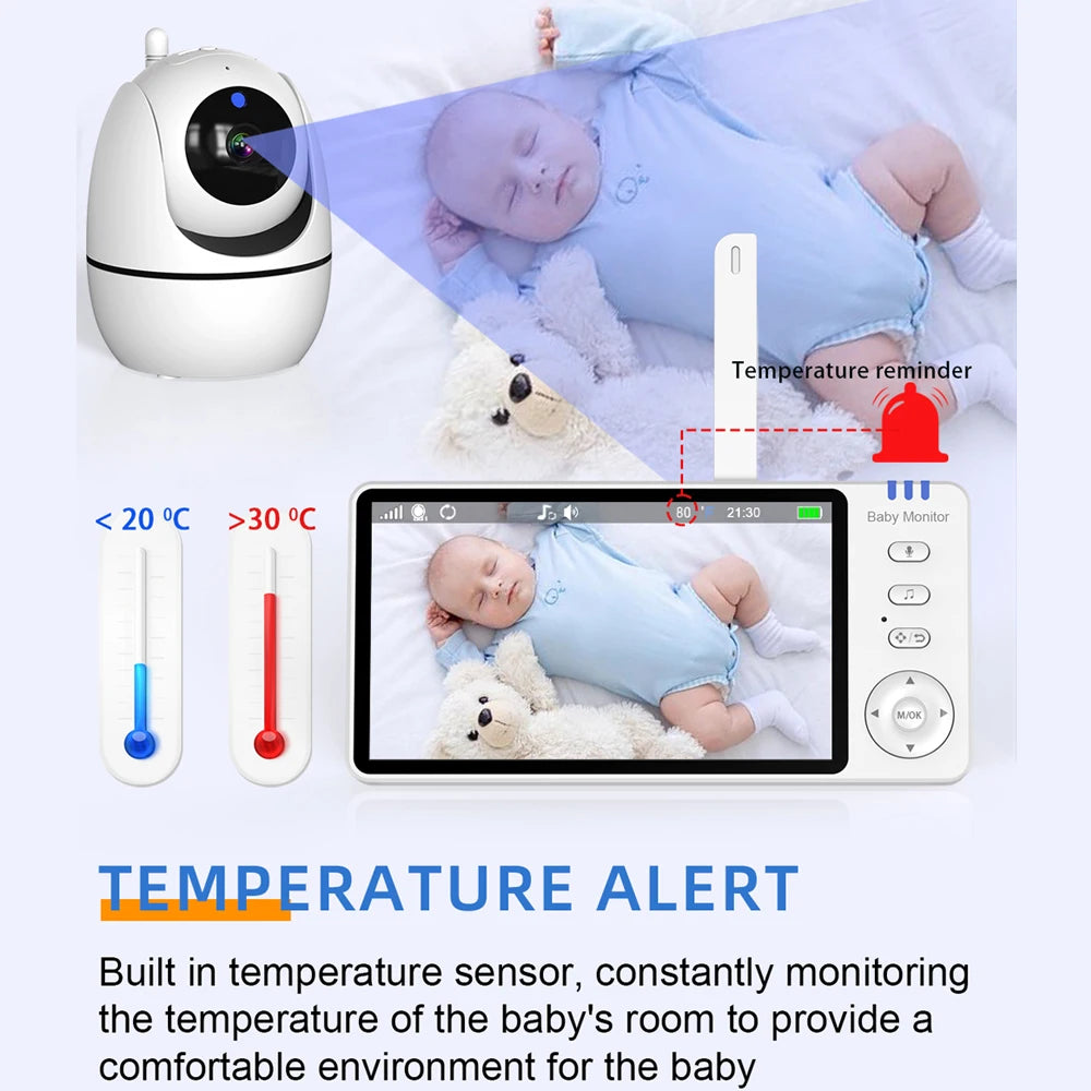 Video Baby Monitor with Cam and Audio,5" Display Baby Monitor No WiFi,Remote Pan-Tilt-Zoom Baby Camera, Night Vision,2-Way Talk