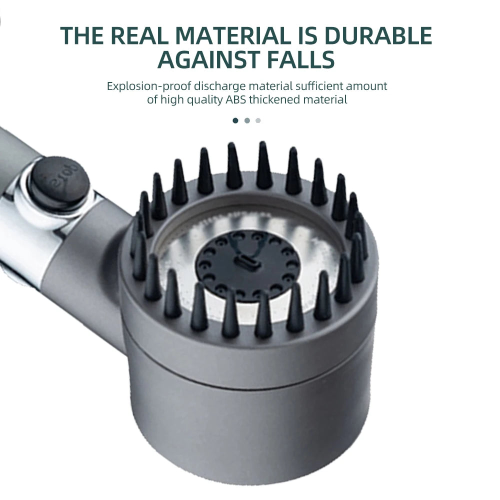 Massage Spa Pressurized Shower Head 3 Modes High Pressure Filter Rainfall Shower One-Key Stop Spray Nozzle Bathroom Accessories