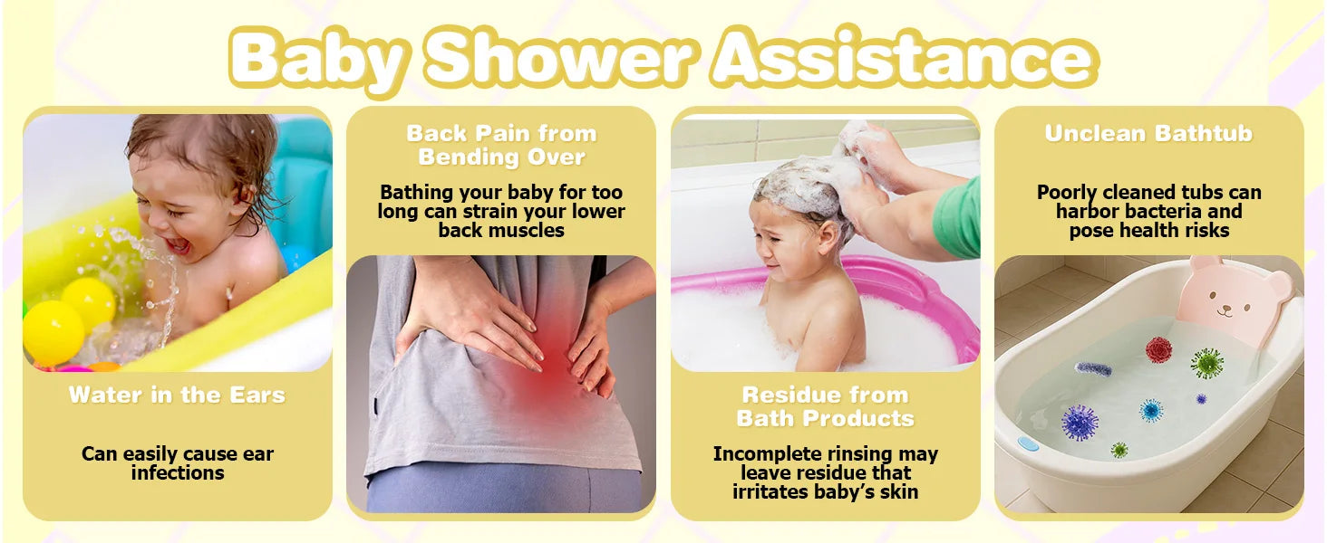 Baby Standing Bath Maker, Baby Shower Stand, Bath Shower Standing Support Baby Bath Stand, Portable and Free Mother Hands