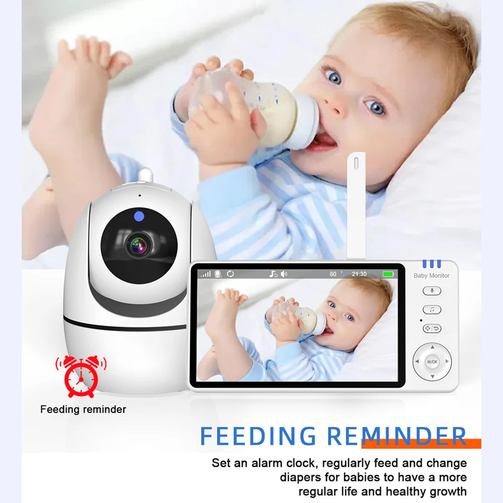 Video Baby Monitor with Cam and Audio,5" Display Baby Monitor No WiFi,Remote Pan-Tilt-Zoom Baby Camera, Night Vision,2-Way Talk