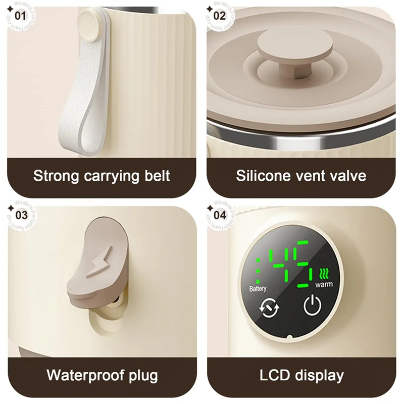 B59B-Portable Bottle Warmer Portable Bottle Warmer For Travel Mixer For Breastmilk & Formula