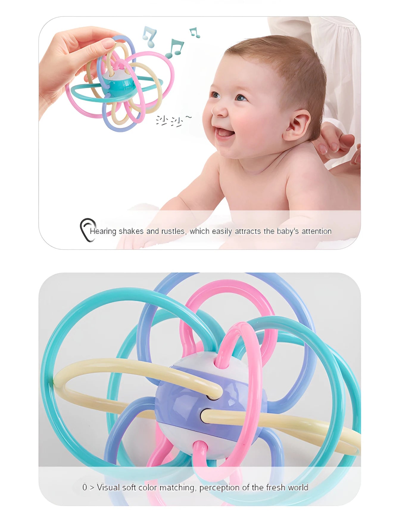 Baby toys: Manhattan ball, baby teething ball, soft rubber teething toy, hand-held ball for babies, newborn rattle