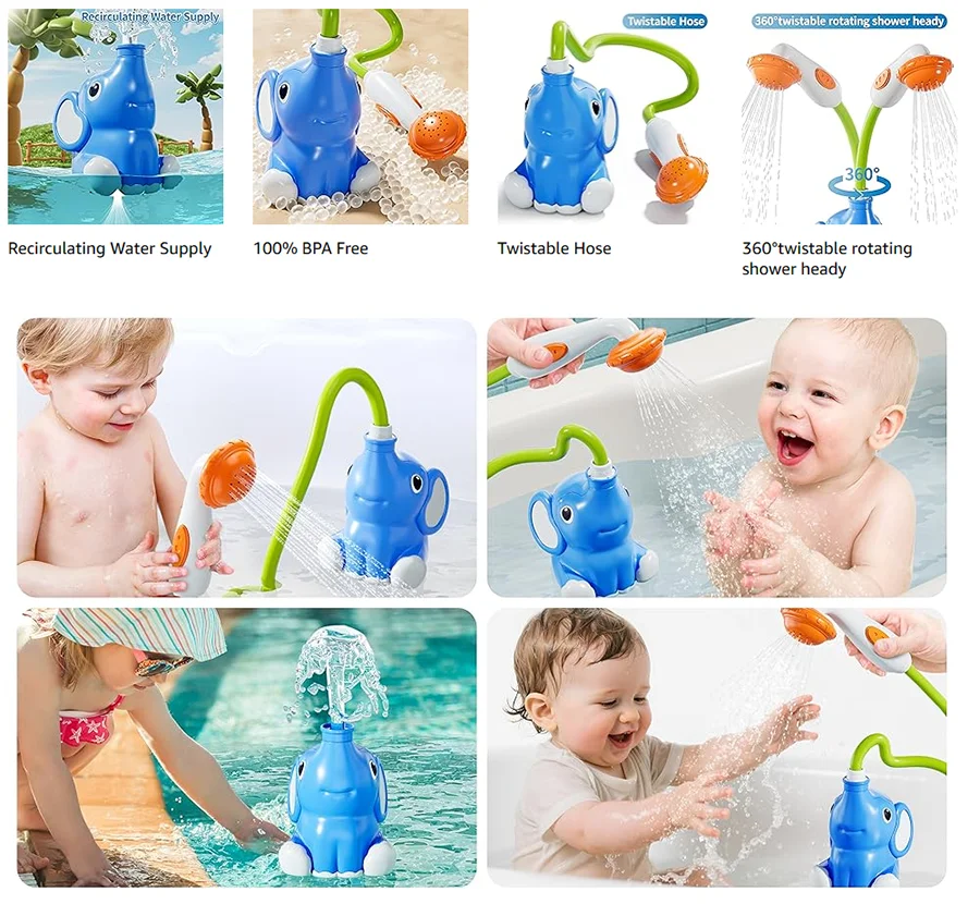 Elephant Baby Bath Shower Head Toys for Kids Bath Toys for Infants Kids Swimming Pool Toys Bathtub Toys Toddlers Newborn Infants