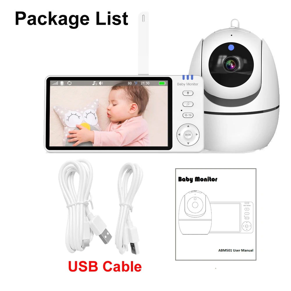 Video Baby Monitor with Cam and Audio,5" Display Baby Monitor No WiFi,Remote Pan-Tilt-Zoom Baby Camera, Night Vision,2-Way Talk