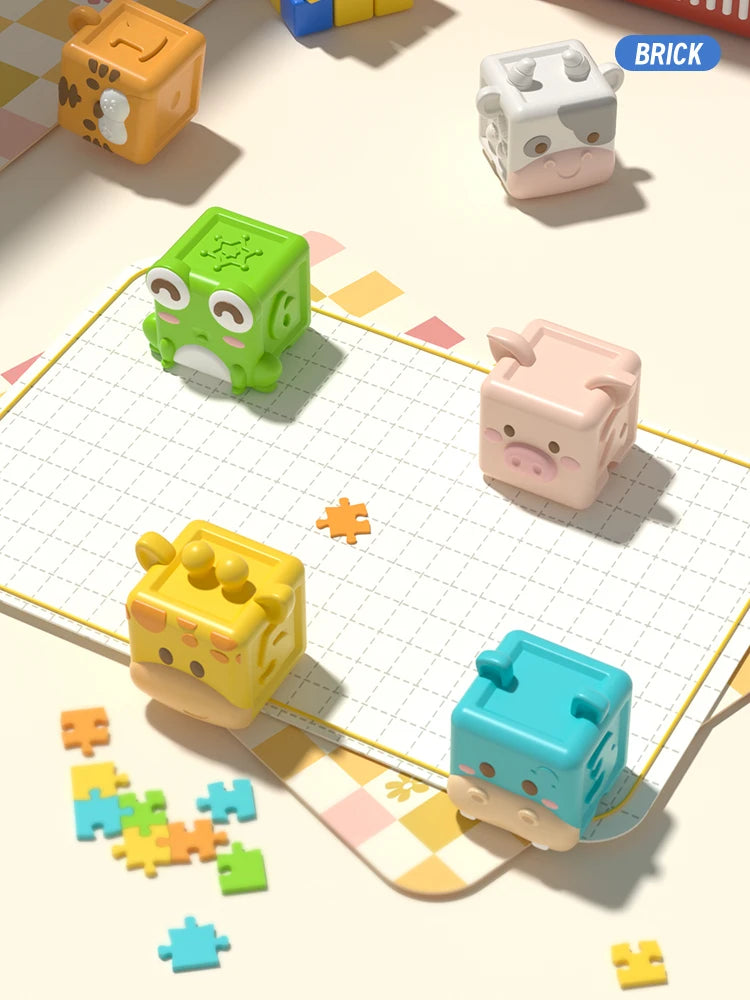 Baby Soft Building Blocks Toys Soft Teething Toy for Babies 3D Cube Animal Bath Toys Baby Early Educational Matching Sensory Toy